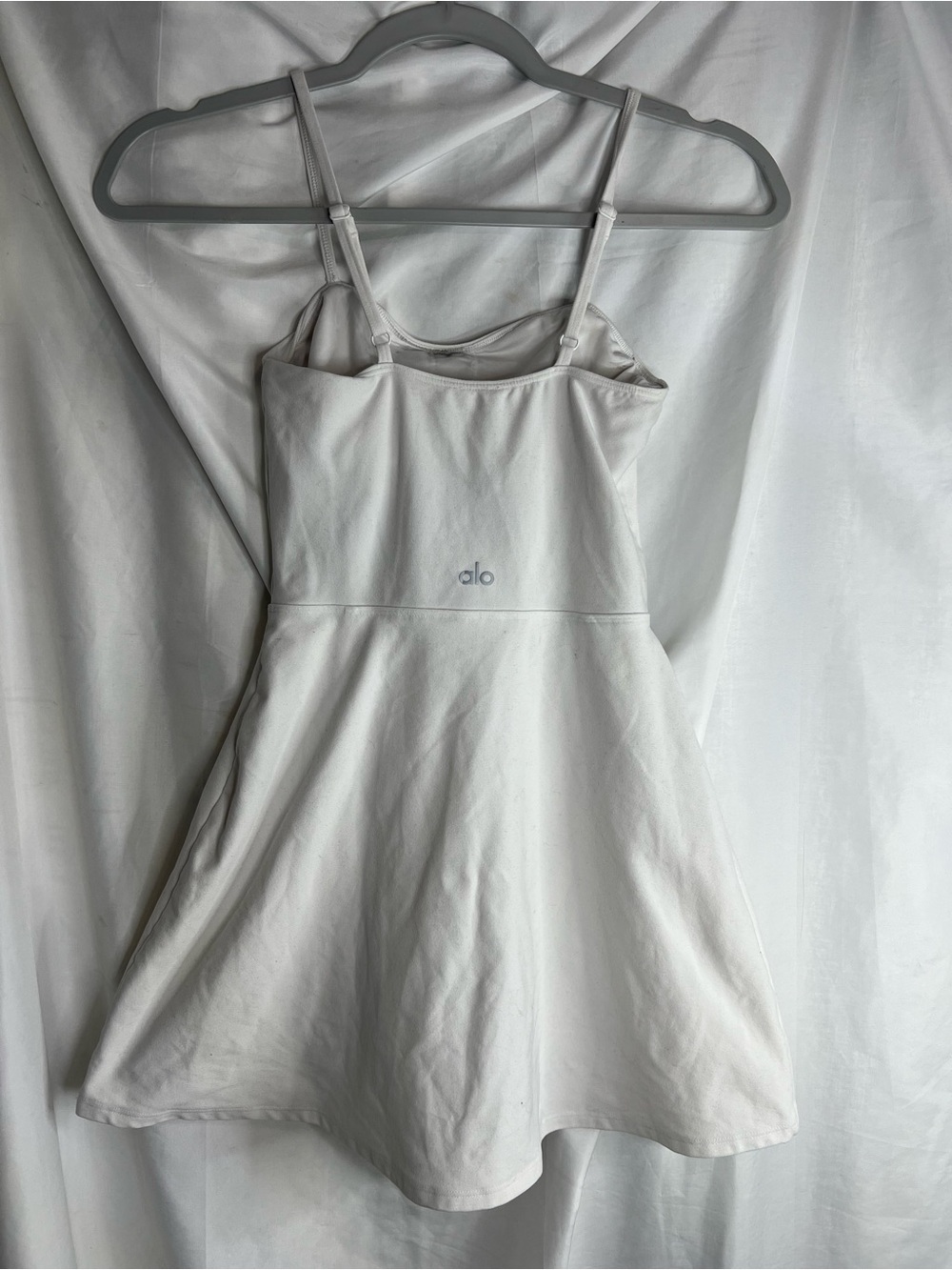 ALO Yoga White Strappy Active Dress with Scoop Neck